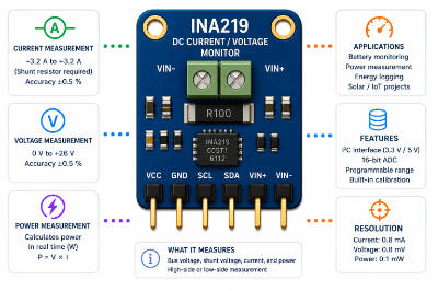 Sensor INA219 for ESP32 controller