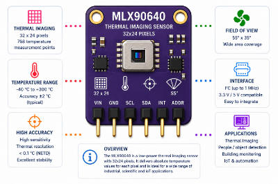 Sensor MLX90640 for infrared temperature measurement